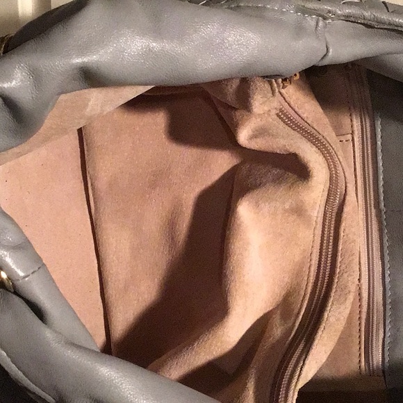 Gray Soft Woven Leather Handbag - Picture 3 of 5